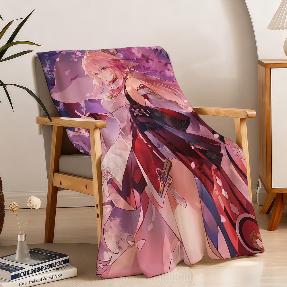 Impact Blanket Throw Super Cosy Plush Living Miko Room Sofa Couch Genshin Yae Childish Birthday Gifts
