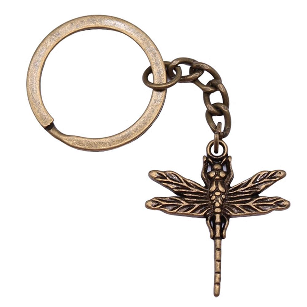 Dragonfly Bee Charm Keychain Butterfly Pendants Key Ring 28mm Ring A12-1pcs-31x28mm