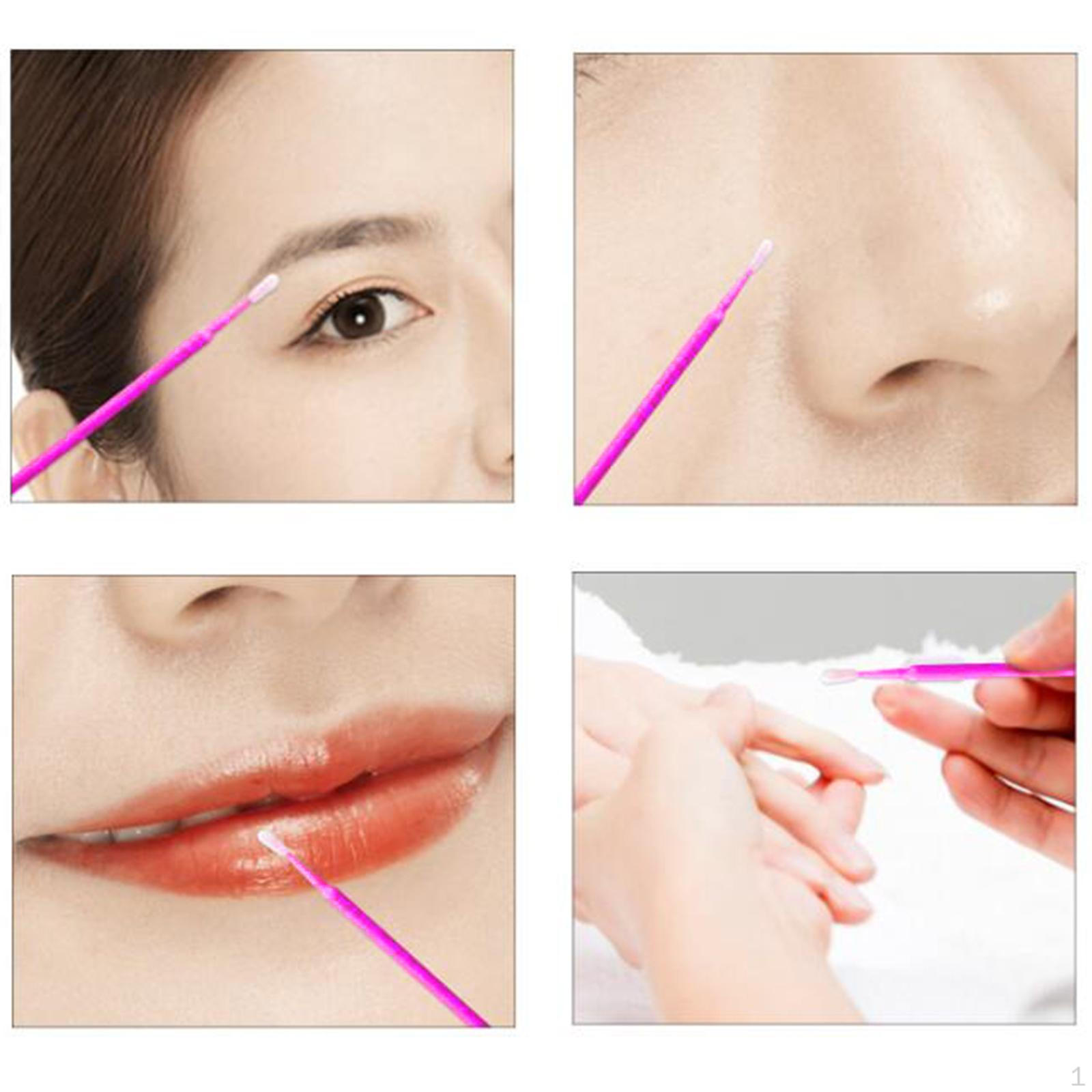 100 Pieces Disposable Cotton Swab Professional Eyelash Grafting Micro Swabs Medium Pink