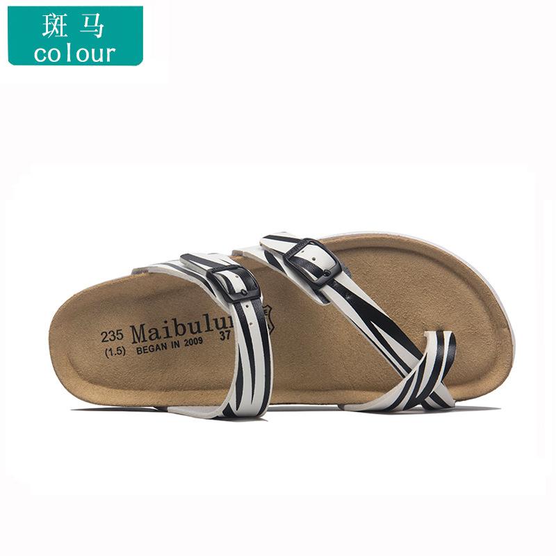 Fashion Low-top cork beach flip-flops beaded couple beach flip-flops soft heel flat slippers women summer unisex slippers