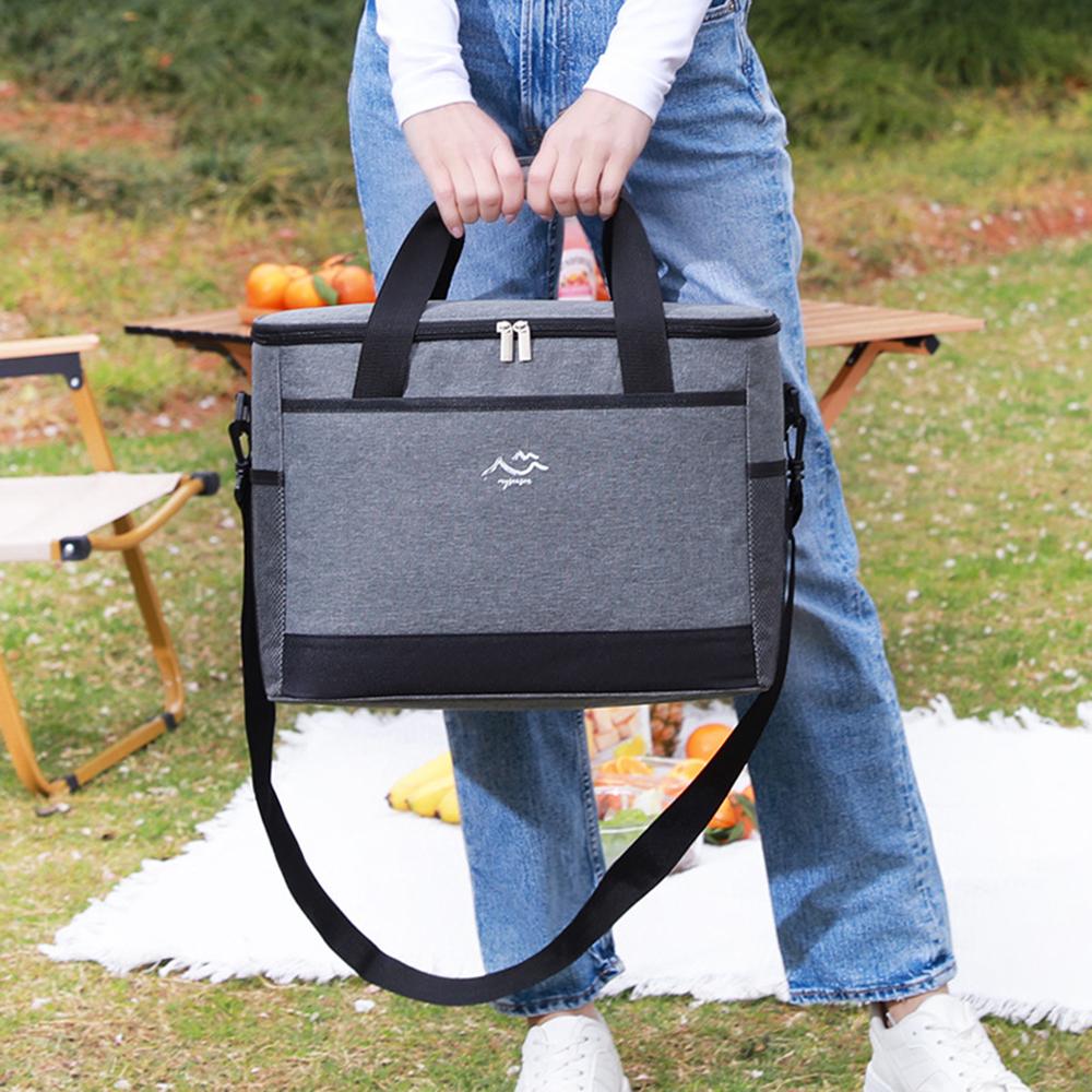 1PC Oxford Cloth Square Insulated Lunch Box Bag Minimalist Crossbody Ice Pack Fresh-Keeping Picnic Organizer for Outdoor Use