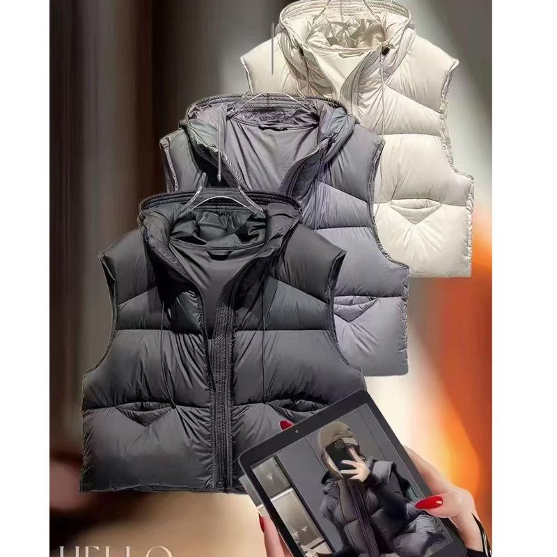 Down Cotton Vest Women's Short Hooded New Korean Loose Feeling Small Vest Vest Jacket