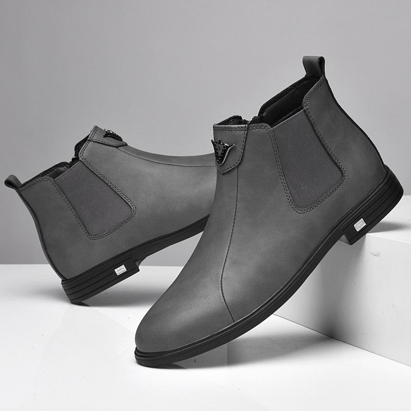

Men s Shoes Chelsea Boots Casual Boots Fashion Leather Boots High Top Sleeve Cowhide Large Size Thermal Cotton Boots 45