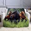 Three Galloping Horses On Meadow Print Adult Children Warm Blankets Home Travel Car Soft Comfortable Suitable for All Seasons