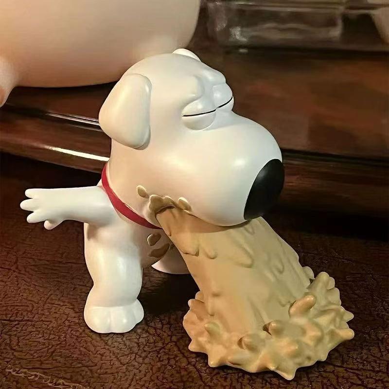 Gag Brian Griffin Vomiting Figurine Family Guy Anime Peripheral Desktop Ornament Trendy Toy Phone Holder Funny Gift For Friends