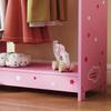 Kids Clothes Rail, Kids Wardrobe with Mirror, Shelves, Fabric Storage and Hooks for Bedroom, Nursery, Pink