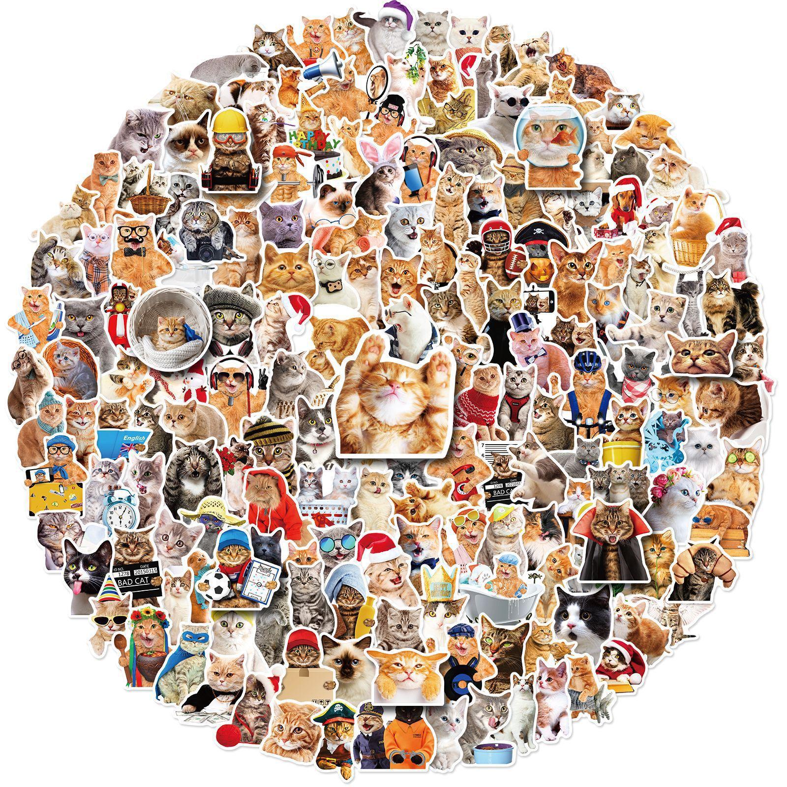 

200 Реалистичных наклеек с котами для Леса Реалистичные котята Самоклеящиеся ПВХ Водонепроницаемые наклейки для блокнота