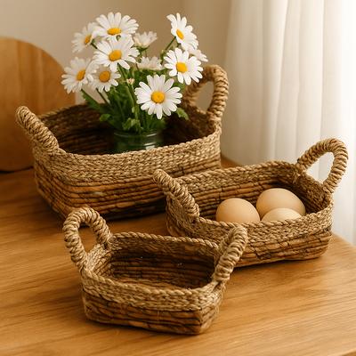 Seagrass Baskets Set of 3, Square Banana Leaf