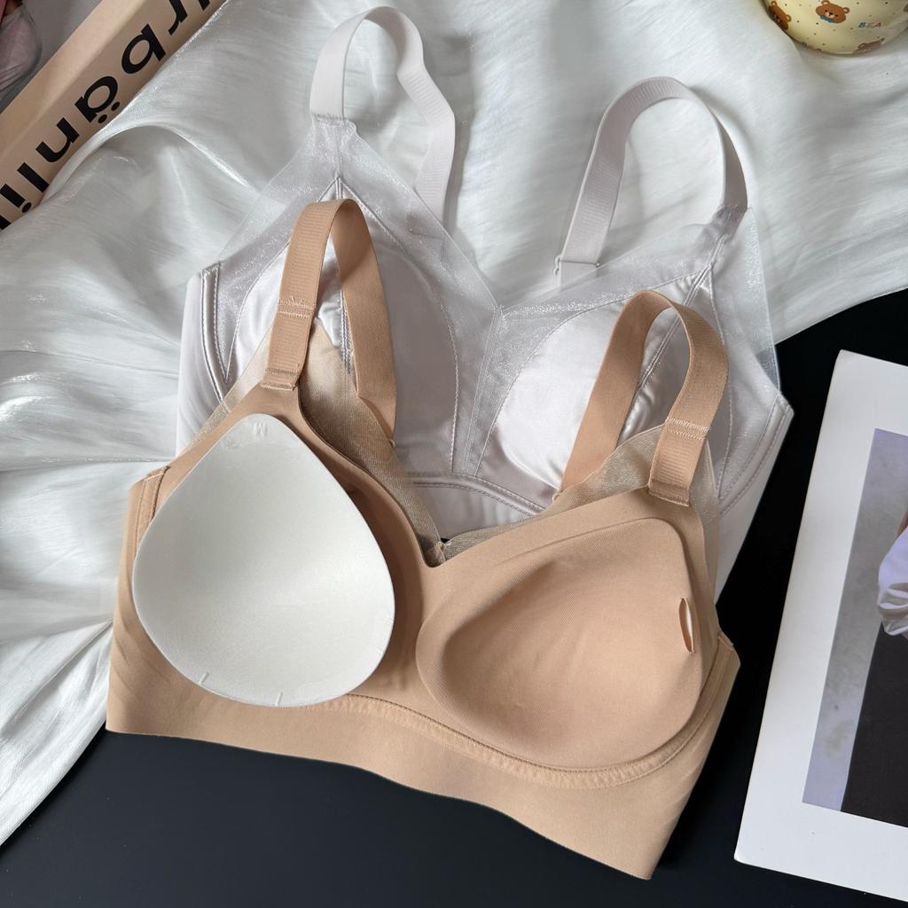 1011 Autumn/Winter New Mercerized Satin Mesh Anti-Gravity Lift Invisible Foundation Liquid Underwear Bra