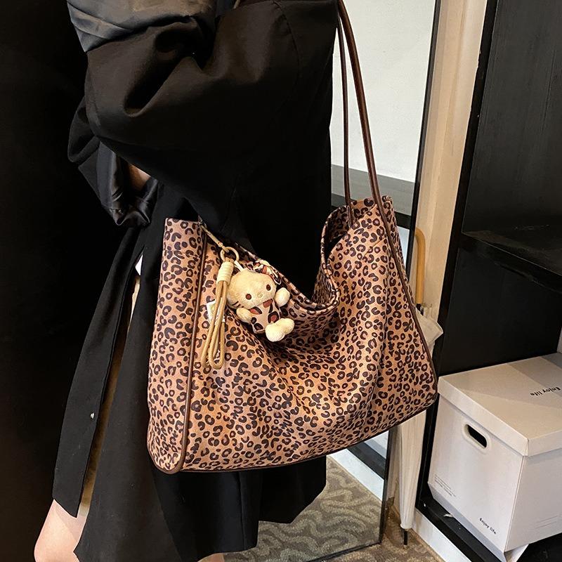 Retro simple handbag fashionable leopard print tote bag casual bag fashionable shoulder bag