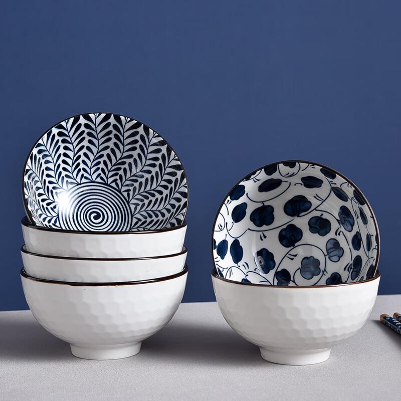 Jutao Ren 'Ein Hirsch mit dir' Blau-Weiß Keramikschalen-Set