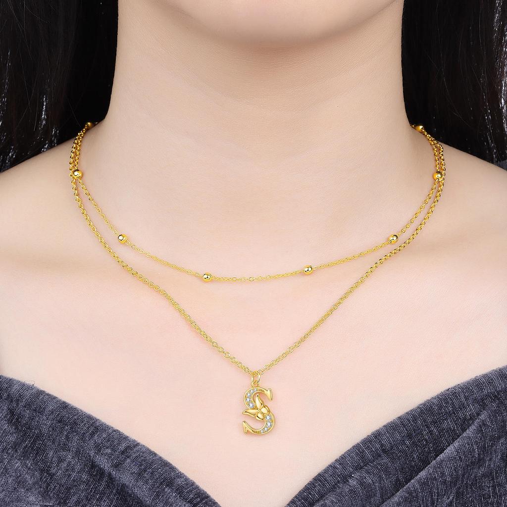 Orstarry 925 Silver Golden A-Z Lucky Letters Necklace Pendant Necklace for Women Birthday Gifts Fashion Fine Jewelry