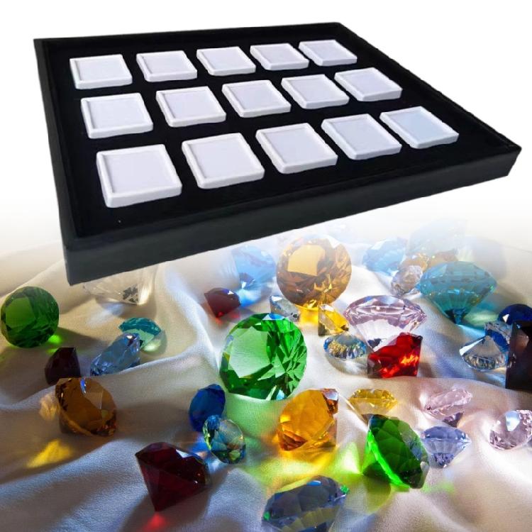 Multipurpose Velvets Lined Acrylic Jewelry Storage Case 15 Square Slots Perfect for Retail Display and Home Organization