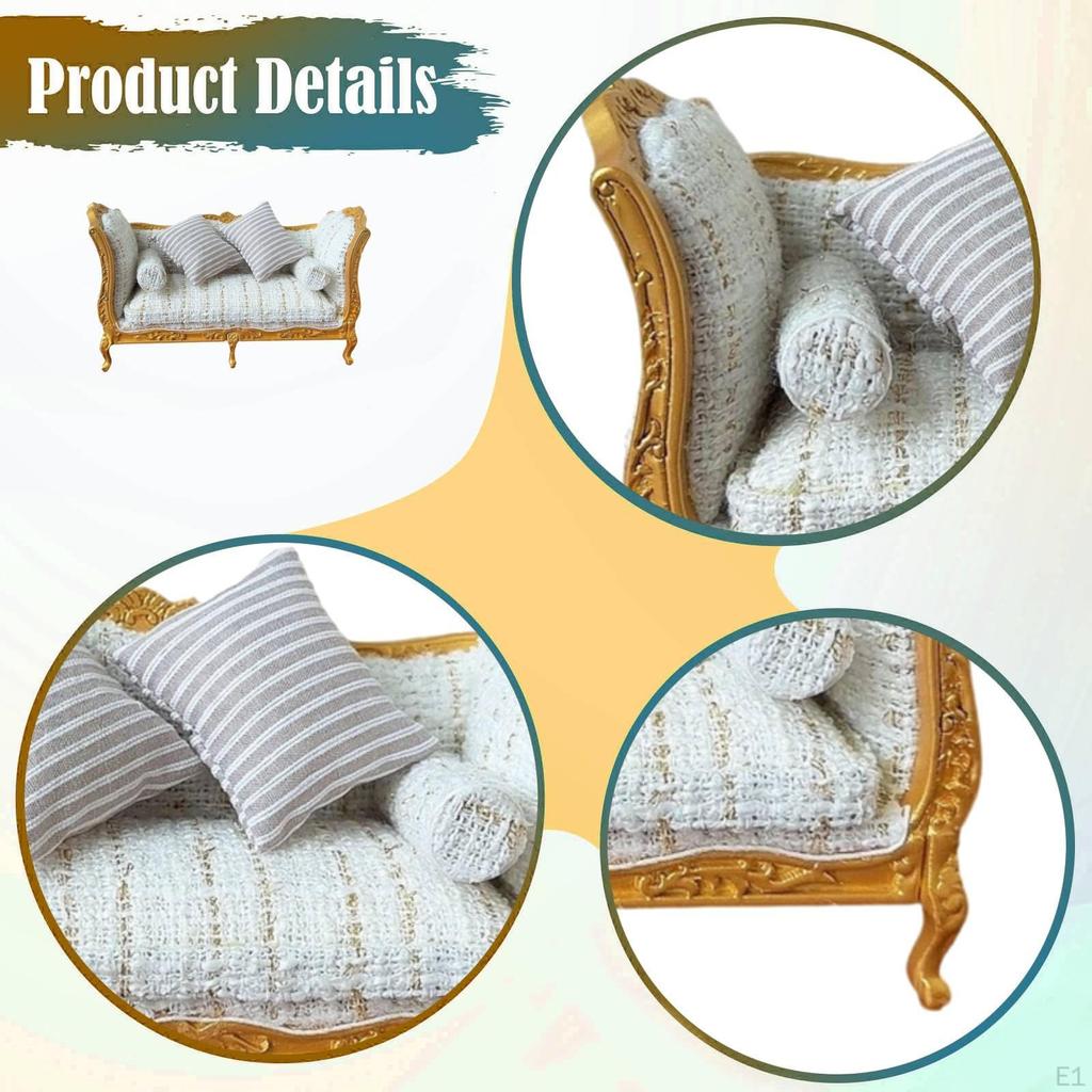 1/12 Dollhouse Furniture Sofa Decoration Pretend Toy Micro Landscape Decor Photo Prop for