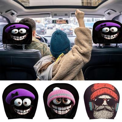 Lustige Cartoon Auto Kopfstützenbezüge 2 Stück Fahrzeugzubehör Auto Vordersitz Kopfstützenbezug für Autobesitzer SUVs Wohnmobile Fahrer