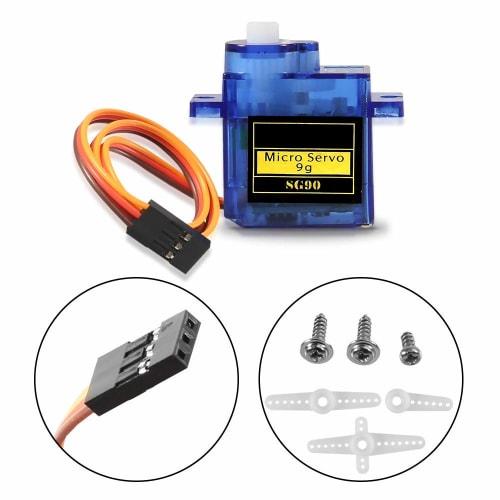 YFFSFDC 4pcs SG90 9g Micro Servo Motors 180 Control for RC Robots, Helicopters, Airplanes, Cars, Boats, and Robots with Cables for DIY Electronics, D