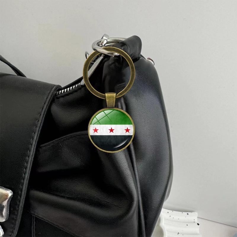 Přívěsek na klíče s vlajkou Sýrie Ručně vyráběný Vlastenecký držák na klíče pro dekoraci auta Přenosný přívěsek na tašku Příslušenství pro batoh