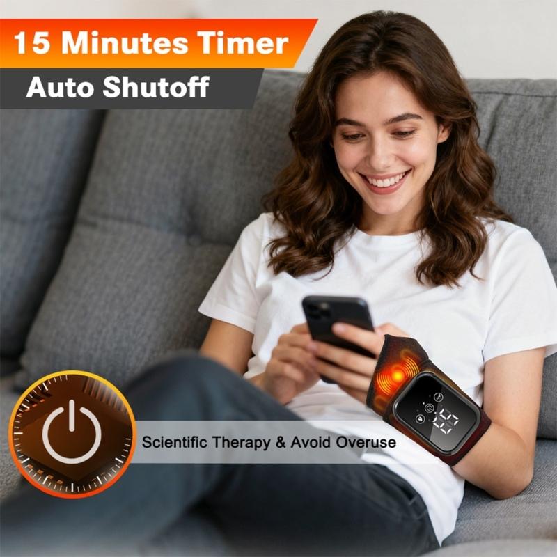 Electric Wrist Heating Pad Featuring 3 Massage Functions Customizable Temperature Setting Comfort Design