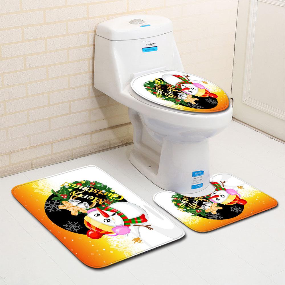 Christmas Bathroom Floor Mat Toilet Three-Piece Set