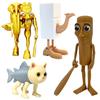 Creative Articulated Figure Tungtungtung Sahur 3D Printing Wood Stick Man Figurine Desktop Arm Movable Action Figure Collectible