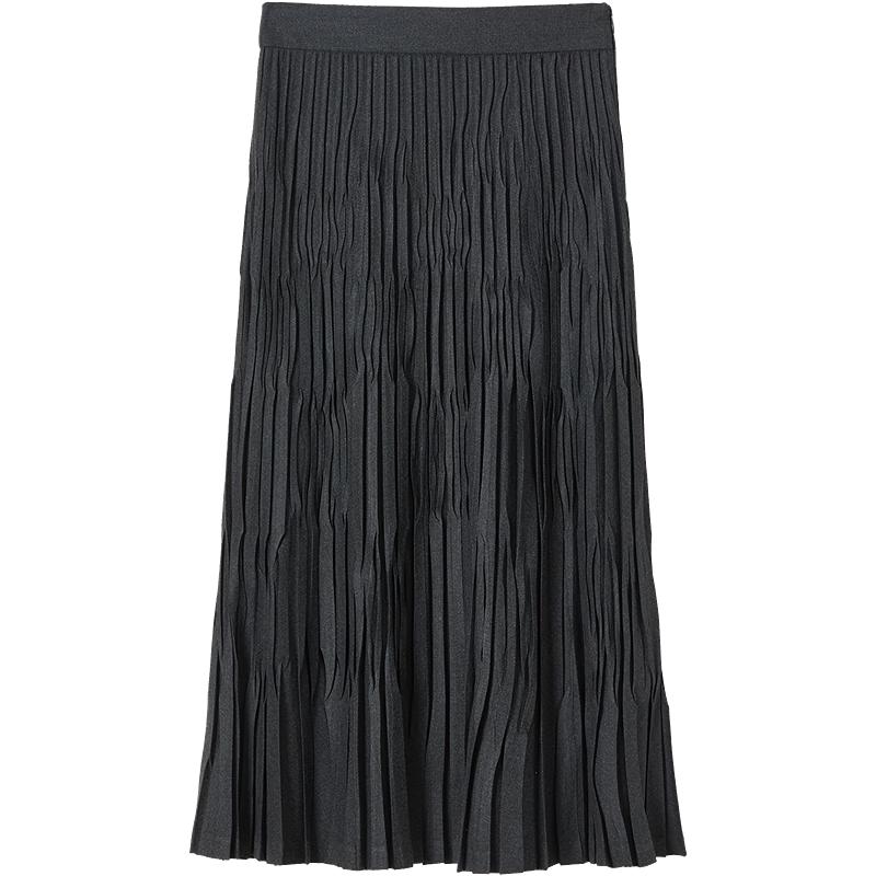JUZUI Women's Elegant Pleated A-line Long Skirt