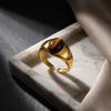 Maillard Style Tiger's Eye Signet Stone Ring for Women Adjustable Gold Plated PVD Coating Stainless Steel  Party Jewelry Gift