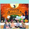 High-quality Spring Polyester Halloween Background Cloth Witch Castle Halloween Party Decoration Cloth Banner
