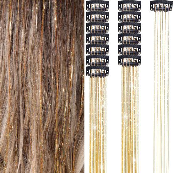 Yousheng 6Pcs Tinsel Hair Clips Easy To Install Remove Chic Look Anywhere Multicolor High Temperature Fiber Tinsel Hair