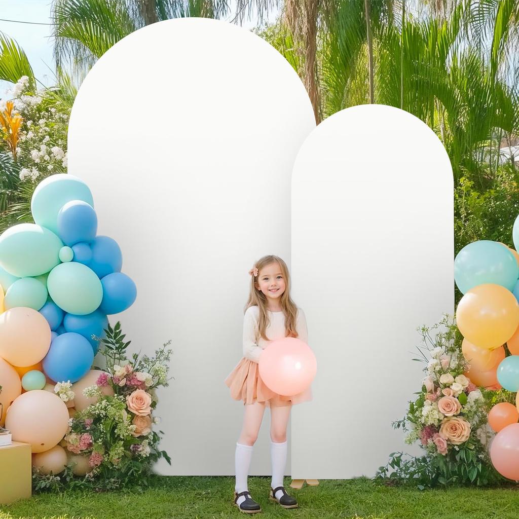 7.2FT 6FT Ivory Arch Backdrop Cover Set of 2, Double-Layer Wedding Arch Stand Cover Party Backdrop Curtains for Party Decoration