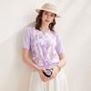 Women's Floral Mulberry Silk Short-Sleeve Knit Top