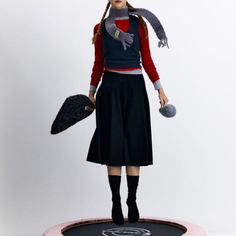 DANCING GRANDMA ANGORA TAIL MUFFLER : ANGORA gray