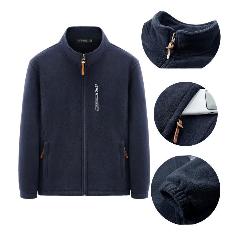 Men Autumn And Winter Clothes Velvet Warm Cardigan Sweatshirt Polar Fleece Jacket Outdoor Sports Stand-up Collar Top Large Size