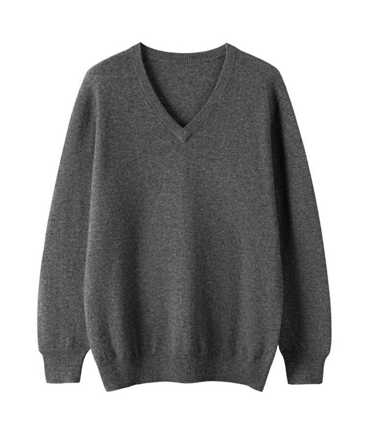 Men'S Cashmere Knitted Sweater Autumn And Winter V-Neck Pullover Cashmere Sweater Large Size Loose Base