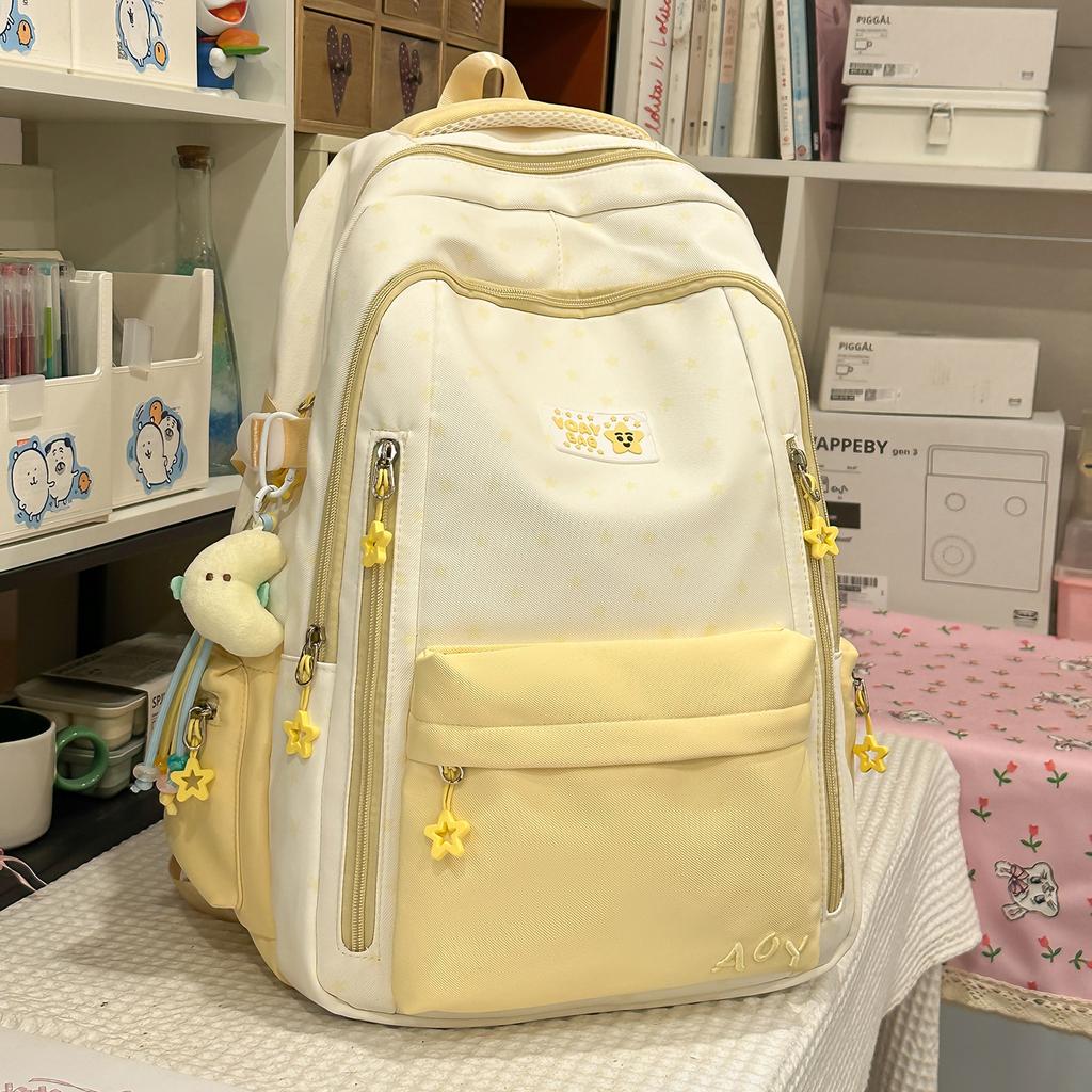 Schoolbag Fresh and Simple Middle School Student New Schoolbag Girl High Value Star Printing Campus Large Capacity Travel Backpack