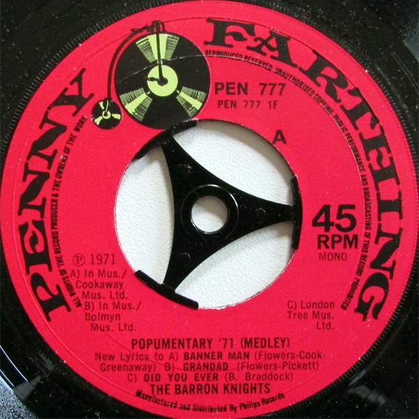 7inch Record BARRON KNIGHTS Popumentary 71 PEN777 Penny Farthing 1971 UK Pop Used