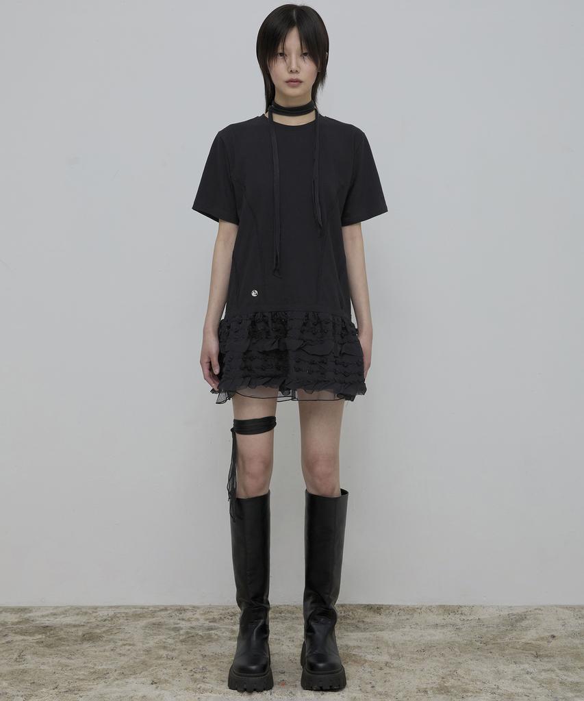 Peulleeoeob Layered Frill T-Shirt (Fl-167_Black)