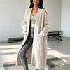Women's Knit Cardigan with Pockets, Long Thick Sweater Coat