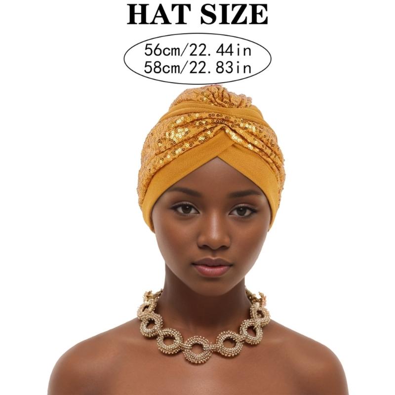 Sparkling Sequins Decorations Beanies Cap With Ethnic Coil Embroidery Hat For Festival Occasion And Cultural Event