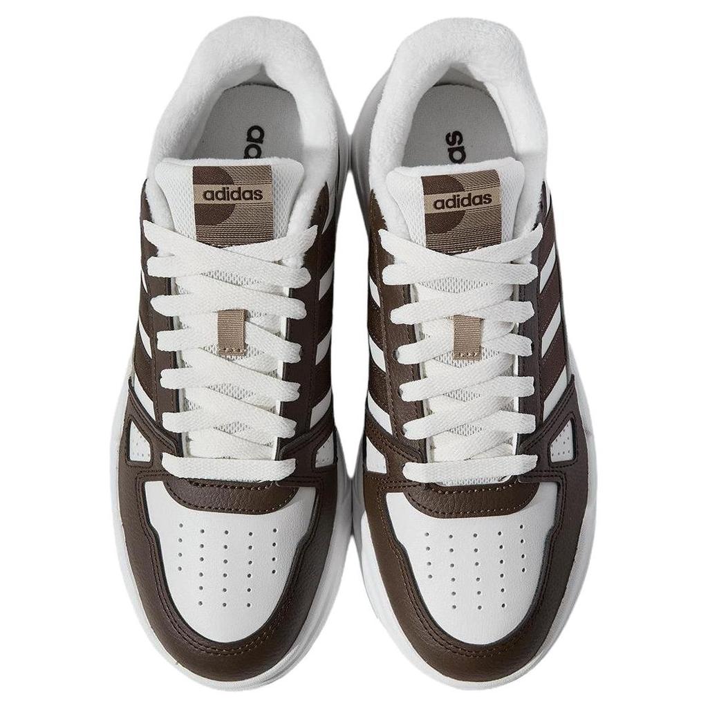 Adidas LITE BALLER Synthetic Leather Abrasion Resistant Low top Skateboard Shoes Unisex White Umber KJ4109