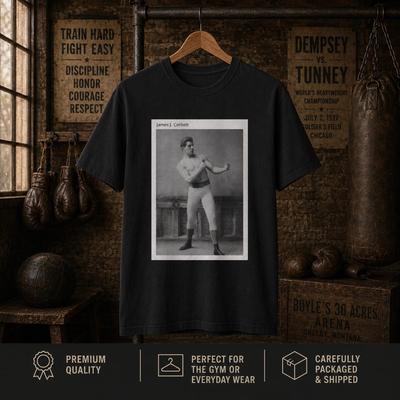 James J. Corbett T-Shirt, Gentleman Jim Boxing Photo Tee, Vintage Heavyweight Champion Portrait, Retro Boxing History Shirt, Boxing Fan Gift
