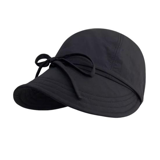 

Женская шляпа от солнца для улицы UPF 50+ с широкими полями, козырек, летняя пляжная кепка с защитой от ультрафиолета, складная рыболовная шляпа с отверстием для хвостика чёрный