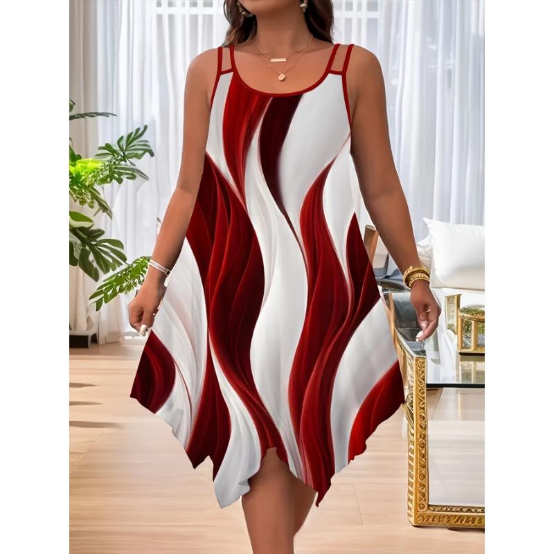 

Платье большого размера летняя мода подол бретелька женское богемный стиль на двойных бретелях с градиентным принтом платья S красный