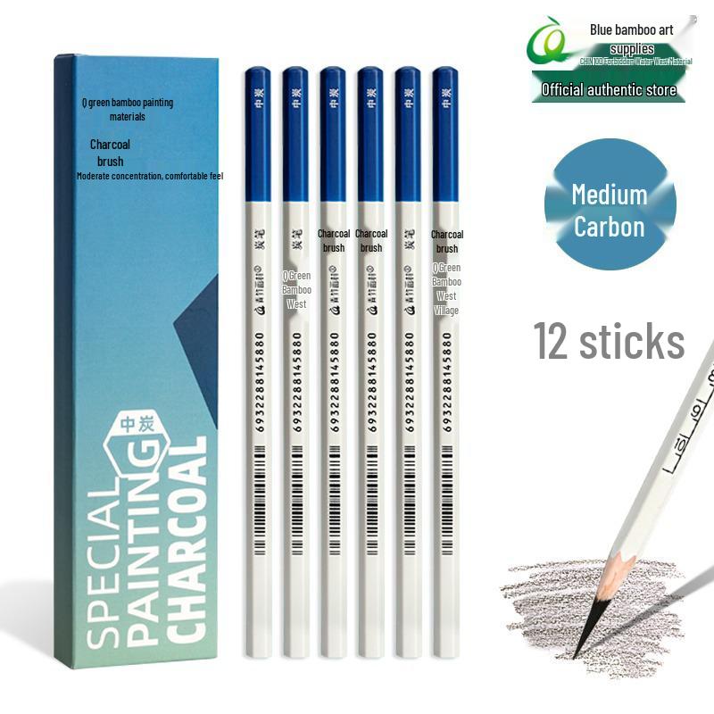 Flowing Light Charcoal Pencils: White, Green Bamboo, & Extra Soft for Sketching