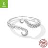 Design Octopus Whisker Open Ring, Electroplated Platinum Texture S925 Silver Ring Scr842