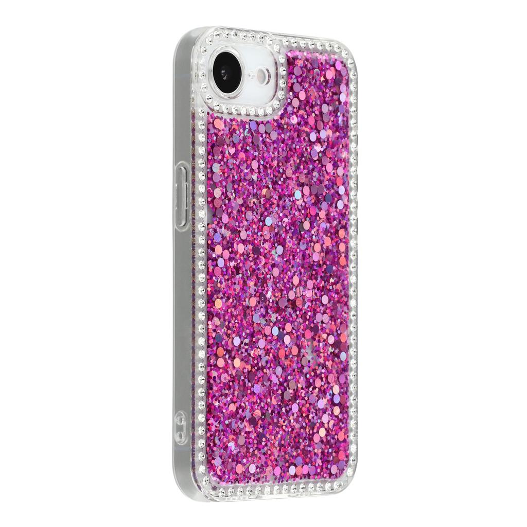 For iPhone 16e Case Rhinestone Edge Glitter Epoxy TPU Phone Cover