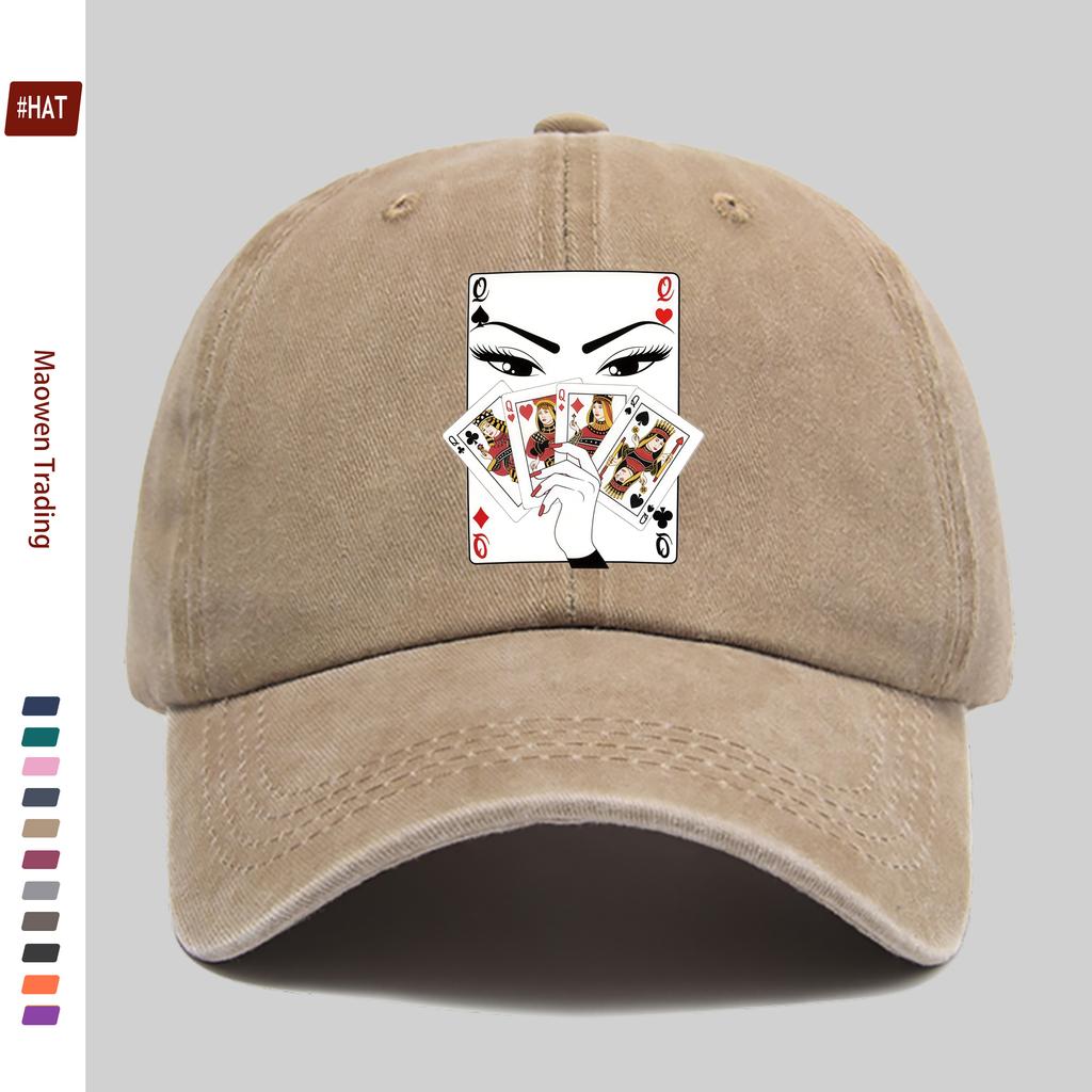 Pc Handheld Four Q Playing Cards Print Baseball Cap Unisex Sun Hat Multiple Colors Available Papa Hat Comfortable and Light