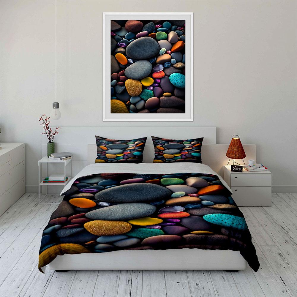 Colorful, smooth pebble pattern. Bedding sets Duvet cover sets Duvet covers Pillowcases(1 * Duvet Cover 2 * Pillowcases without duvet insert)