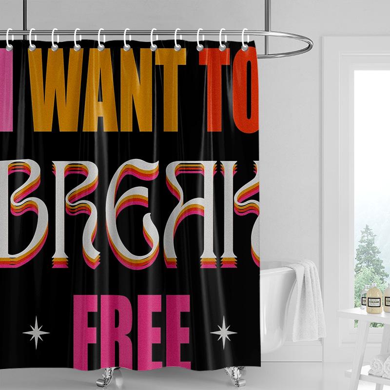 Abstract Femme Shower Curtain - Bold Red Lips & Colorful Brushstrokes, Waterproof with Grommets, Artistic Bathroom Decor