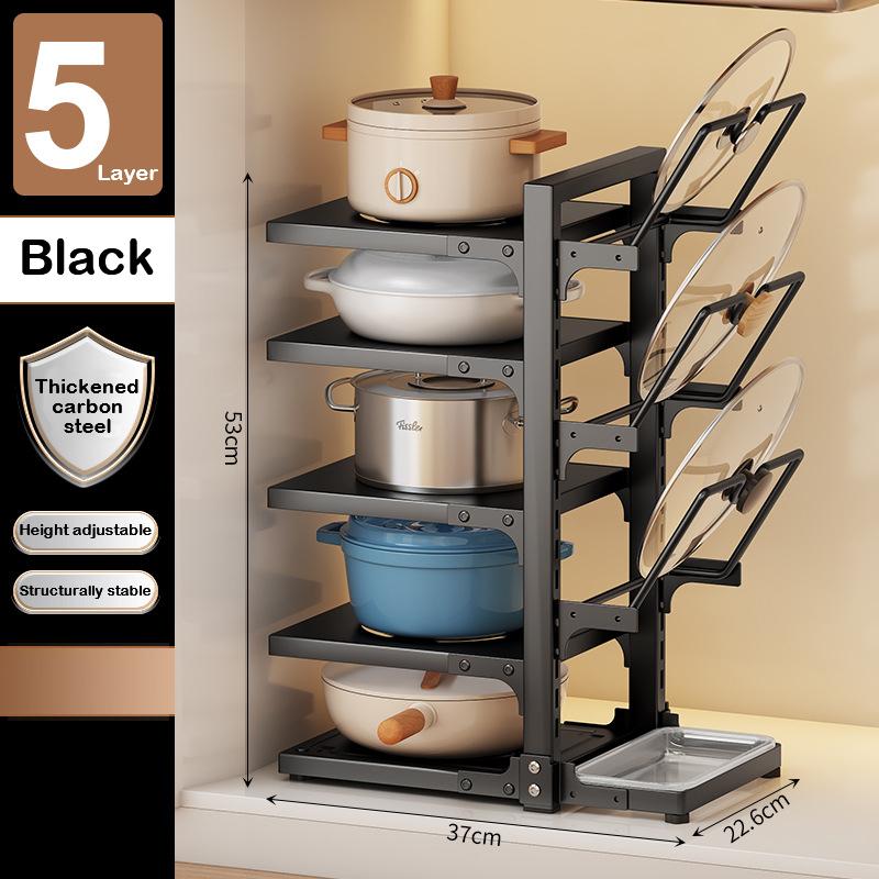 Kitchen Pot Holder Under Sink Multi-Layer Metal Storage Rack Snap-On Adjustable Pot Storage Rack Pots and Pans Storage Racks