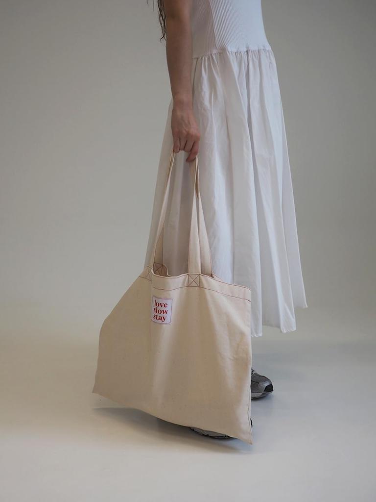 Slow Eco Bag Red Stitch Eco Bag Off White [Love Stay] Lss-f-01